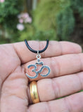 Stainless Steel Om Aum Pendant Adjustable Black Dori Hindu Necklace A40 Amulet