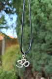 Stainless Steel Om Aum Pendant Adjustable Black Dori Hindu Necklace A40 Amulet
