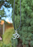 Stainless Steel Om Aum Pendant Adjustable Black Dori Hindu Necklace A40 Amulet