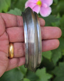 Sarbloh Chakri Kara Lines Collar Sikh Kada Heavy UFO Design Bangle Pure Iron A54