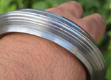 Sarbloh Chakri Kara Lines Collar Sikh Kada Heavy UFO Design Bangle Pure Iron A54
