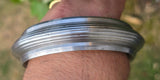 Sarbloh Chakri Kara Lines Collar Sikh Kada Heavy UFO Design Bangle Pure Iron A54
