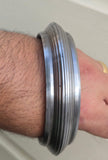 Sarbloh Chakri Kara Lines Collar Sikh Kada Heavy UFO Design Bangle Pure Iron A54
