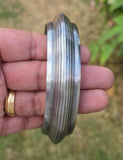 Sarbloh Chakri Kara Lines Collar Sikh Kada Heavy UFO Design Bangle Pure Iron A54