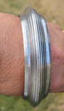 Sarbloh Chakri Kara Lines Collar Sikh Kada Heavy UFO Design Bangle Pure Iron A54