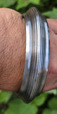 Sarbloh Chakri Kara Lines Collar Sikh Kada Heavy UFO Design Bangle Pure Iron A54