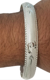 Silver Plated Kara Laser Engraved Khanda Kada Sikh Khalsa Punjabi Bangle Gift U2G Unisex