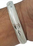 Silver Plated Kara Laser Engraved Khanda Kada Sikh Khalsa Punjabi Bangle Gift U2G Unisex