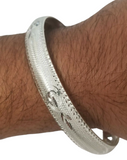 Silver Plated Kara Laser Engraved Khanda Kada Sikh Khalsa Punjabi Bangle Gift U2G Unisex