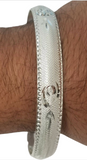 Silver Plated Kara Laser Engraved Khanda Kada Sikh Khalsa Punjabi Bangle Gift U2G Unisex