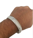 Silver Plated Kara Laser Engraved Khanda Sikh Bangle Khalsa Singh Kaur Kada U3 Unisex Bracelet
