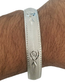 Silver Plated Kara Laser Engraved Khanda Sikh Bangle Khalsa Singh Kaur Kada U3 Unisex Bracelet