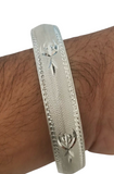 Silver Plated Kara Laser Engraved Khanda Sikh Bangle Khalsa Singh Kaur Kada U3 Unisex Bracelet