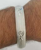 Silver Plated Kara Laser Engraved Khanda Sikh Bangle Khalsa Singh Kaur Kada U3 Unisex Bracelet