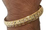 Two Tone Kara Silver Gold Plated XX Cross Design Bangle Hindu Sikh Singh Kaur U4R Bracelet Unisex Kada