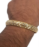 Two Tone Kara Silver Gold Plated XX Cross Design Bangle Hindu Sikh Singh Kaur U4R Bracelet Unisex Kada