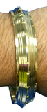 Sikh Kara Singh Lines Cut Design Kada Pure Brass Bangle 22ct Gold Look Khalsa B4 Unisex Heavy Bracelet
