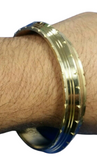Sikh Kara Singh Lines Cut Design Kada Pure Brass Bangle 22ct Gold Look Khalsa B4 Unisex Heavy Bracelet