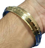 Sikh Kara Singh Lines Cut Design Kada Pure Brass Bangle 22ct Gold Look Khalsa B4 Unisex Heavy Bracelet