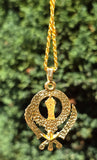Sikh Khanda pendant with Rhinestones Stunning 24ct Gold Plated Khalsa Necklace Legend Unisex Gift