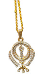 Sikh Khanda pendant with Rhinestones Stunning 24ct Gold Plated Khalsa Necklace Legend Unisex Gift