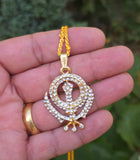 Sikh Khanda pendant with Rhinestones Stunning 24ct Gold Plated Khalsa Necklace Legend Unisex Gift