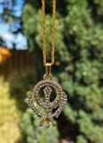 Sikh Khanda pendant with Rhinestones Stunning 24ct Gold Plated Khalsa Necklace Legend Unisex Gift