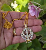 Sikh Khanda pendant with Rhinestones Stunning 24ct Gold Plated Khalsa Necklace Legend Unisex Gift
