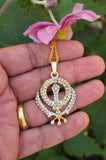 Sikh Khanda pendant with Rhinestones Stunning 24ct Gold Plated Khalsa Necklace Legend Unisex Gift