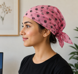Pink Khanda Rumal Sikh Head Wrap Bandana Punjabi Cloth UK Handkerchief Gift New
