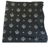 Black Khanda Rumal Sikh Temple Head Cover Cotton Bandana Head Wrap Black Khalsa