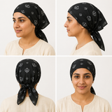 Black Khanda Rumal Sikh Temple Head Cover Cotton Bandana Head Wrap Black Khalsa