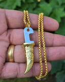 Sikh Kirpan Pendant Necklace Steel Khanda Singh Gold or Silver Plated Sikh Gift Punjabi AAA Travel Size Mini Siri Sahib