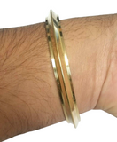 Pure Brass Kara Sikh Kada 22ct Gold Look Smooth Collar Bangle Singh Kaur K8G Bracelet