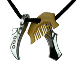 Sikh Kirpan Khanda Comb Pendant dori Necklace Stainless Steel Punjabi khalsa QQ1