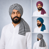 Punjabi Dabbiyan Wala Parna Diljit Style Sikh Jatt Check Cotton Turban Dabbi wala desi Shawl Scarf