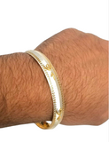 Two Tone Sikh Kara Silver Gold plated Laser Khanda Kada Singh Kaur Bangle Gift P1R Unisex Bracelet