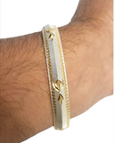 Two Tone Sikh Kara Silver Gold plated Laser Khanda Kada Singh Kaur Bangle Gift P1R Unisex Bracelet