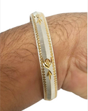 Two Tone Sikh Kara Silver Gold plated Laser Khanda Kada Singh Kaur Bangle Gift P1R Unisex Bracelet
