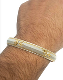 Two Tone Sikh Kara Silver Gold plated Laser Khanda Kada Singh Kaur Bangle Gift P1R Unisex Bracelet