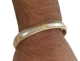 Two Tone Sikh Kara Silver Gold plated Laser Khanda Kada Singh Kaur Bangle Gift P1R Unisex Bracelet