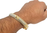 Two Tone Sikh Kara Silver Gold plated Laser Khanda Kada Singh Kaur Bangle Gift P1R Unisex Bracelet