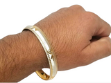 Two Tone Sikh Kara Silver Gold plated Laser Khanda Kada Singh Kaur Bangle Gift P1R Unisex Bracelet