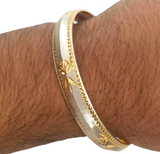 Two Tone Sikh Kara Silver Gold plated Laser Khanda Kada Singh Kaur Bangle Gift P1R Unisex Bracelet