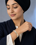 Two Tone Sikh Kara Silver Gold plated Laser Khanda Kada Singh Kaur Bangle Gift P1R Unisex Bracelet