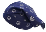 Sikh Punjabi Blue Khanda Cotton Rumal Head Wrap Cover Bandana Wedding Hankie New Unisex Roomal