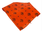 Sikh Rumal Punjabi Bandana Orange Khanda Print Head Wrap Handkerchief Unisex Hankie