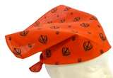 Sikh Rumal Punjabi Bandana Orange Khanda Print Head Wrap Handkerchief Unisex Hankie