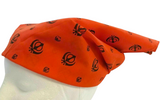 Sikh Rumal Punjabi Bandana Orange Khanda Print Head Wrap Handkerchief Unisex Hankie