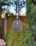 Lord Ganesh Pendant Gold or Silver Colour Stainless Steel Nazar Protection UK A36 Hindu black dori